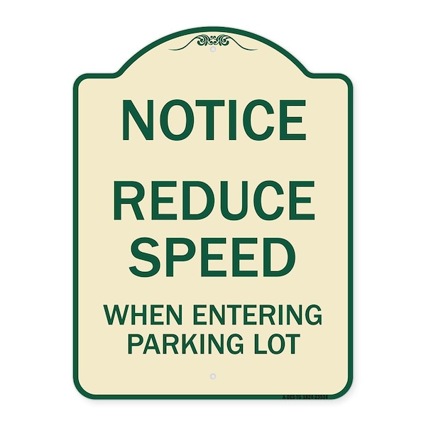 Signmission Reduce Speed When Entering Parking Lot Heavy-Gauge Aluminum Sign, 24" x 18", TG-1824-23534 A-DES-TG-1824-23534 - main